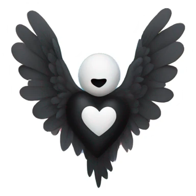 Black heart with rainbow wings sticker