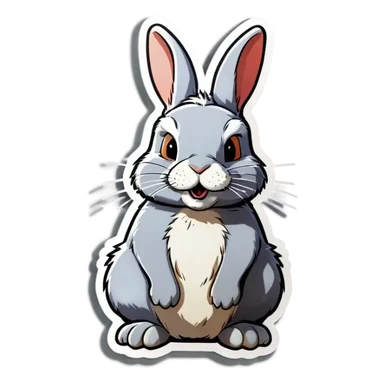 un lapin gris de race rex nain  sticker