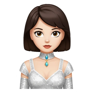 Earth Kitt with dark brown hair, white sequin outfit sticker
