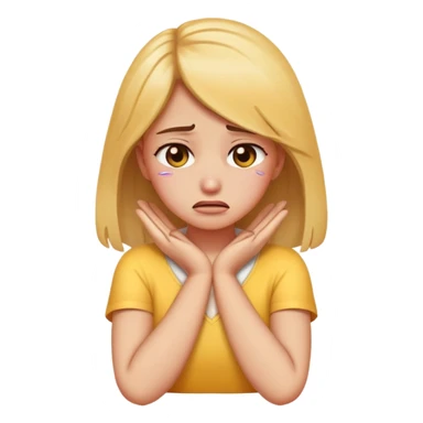 A girl arms crossed hands on neck crying emoji sticker