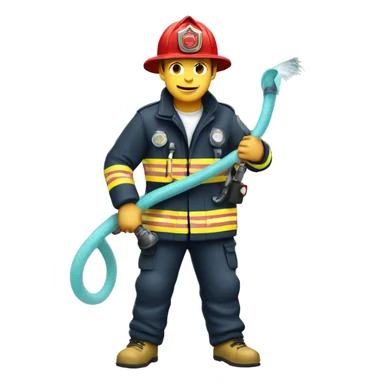 fire fighter, whole body, holding a hose sticker