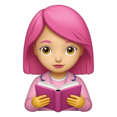 chica rosa pensando con libro ideas sticker