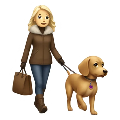 A blonde woman walking a tiny brown dog both look like they are freezing and cold sticker