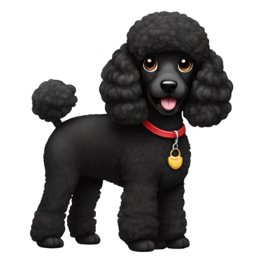 Black poodle with red collar sticker