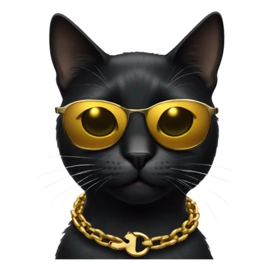 black cat smoking 3 cigarettes with sunglasses on and wearing a gold chain sticker