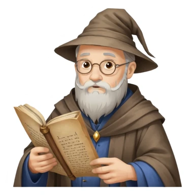 Old Scholar Wizard – gray beard, reading ancient scroll. sticker