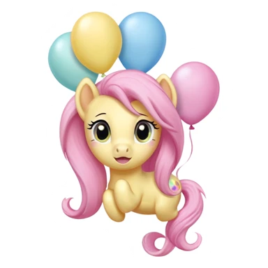 fluttershy mlp pastel balloons floating above its mane. sticker