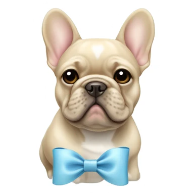Beige French bulldog with light blue bow sticker