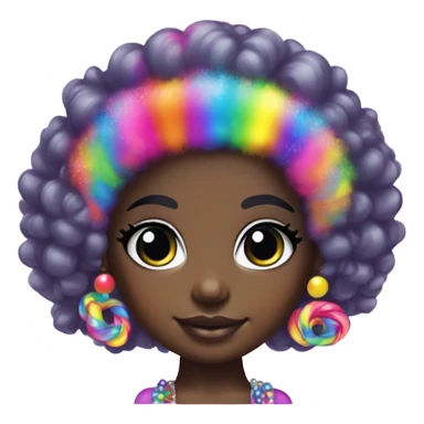 Lisa frank dark skin girl with rainbow Afro with headband pearls sticker