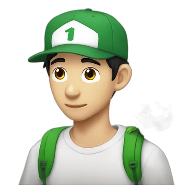 Fernanfloo con gorra de luigui y una rana sentada sobre su hombro sticker