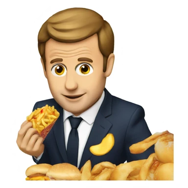 Macron qui mange un fast food sticker