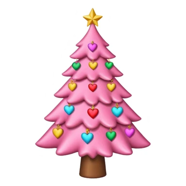 pink Christmas tree with hearts on the surface sticker