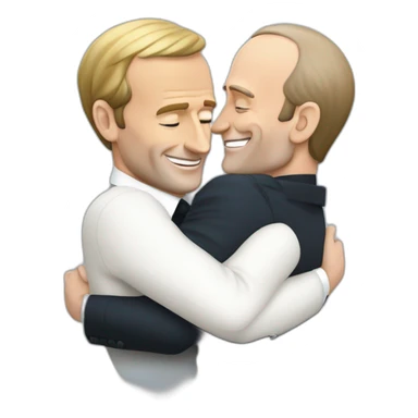 emmanuel macron and vladimir poutine in a hug sticker