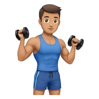 fit man with blue shorts holding kettlebell sticker