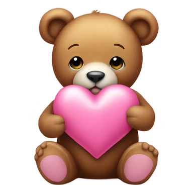 cute teddy bear holding a big pink heart sticker