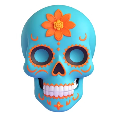 teal and orange sugar skull sticker