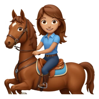 brown haired girl on a cheatnut hporse smiling' sticker