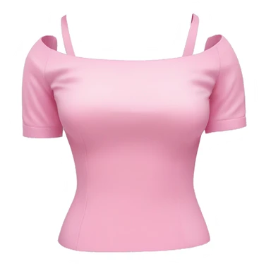 Realistic isolated light bubblegum pink cut out off the shoulder fitted dressy blouse. sticker