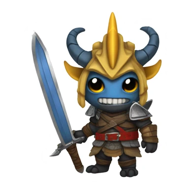 Dragonborn fighter with twin swords  with red blades and yellow Handels and blue scales and black horns  sticker