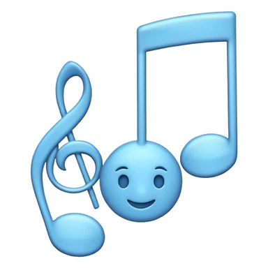 Emoji-style music note with two smaller music notes, rounded and playful, soft shading - playing music on repeat sticker