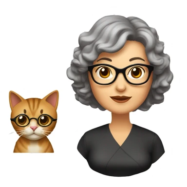 señora de mediana edad con pelo castaño con canas rizado corto y gafas de ojo de gato sticker