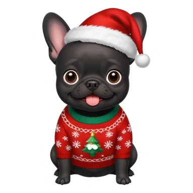Black Frenchie in a Christmas sweater  sticker