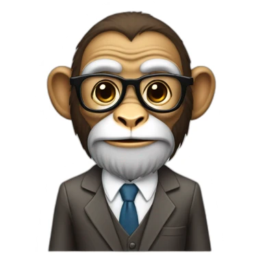 monkey professor with beard, mustace, glasses, suit  playing football sticker