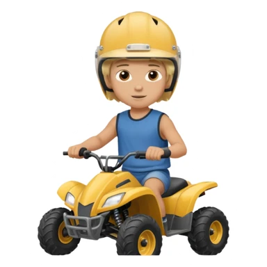 Please make a young blonde boy riding a four wheeler sticker
