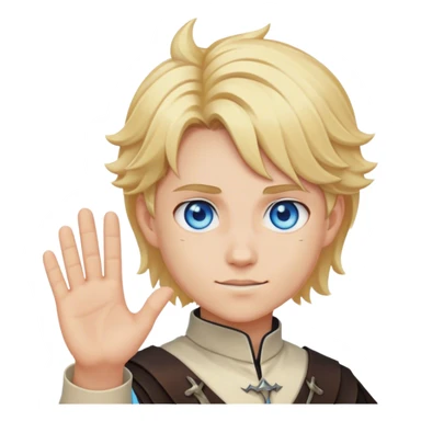 Demon slayer blond shotr cut guy with blue eyes waveing sticker
