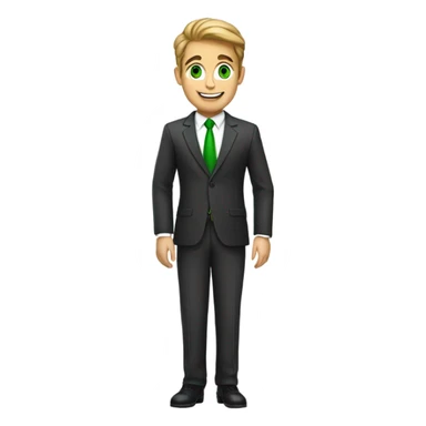full body Happy green eyed handsome man in suit  sticker