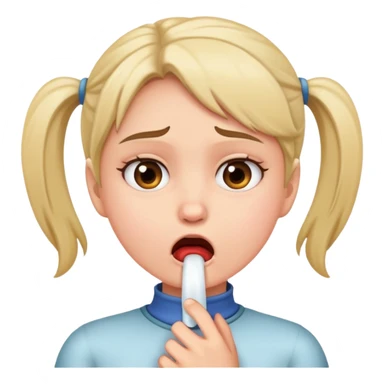 Girl holding throat annoyed sticker