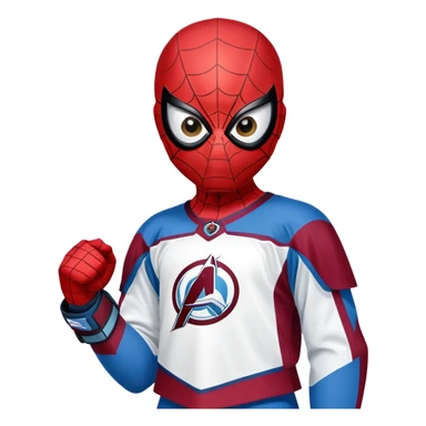 Spider-Man in the Colorado Avalanche hockey uniform sticker