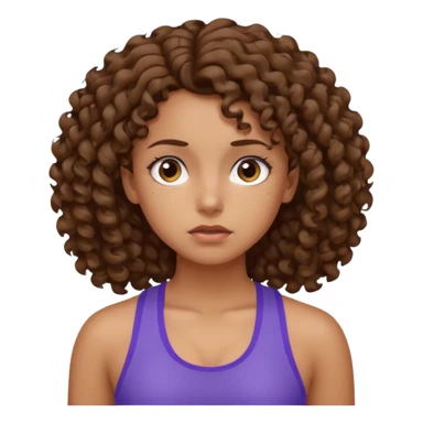 worried face, curly hair girl, gym sticker
