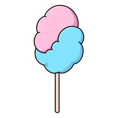 cotton candy, cartoonish, cute sticker