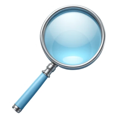 3D render of Magnifying Glass, forensic investigation aesthetic, sterile clinical lighting, cool blue undertones, sharp high-contrast details, professional clean look. sticker