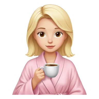 blonde girl drinking coffee with light pink robe sticker