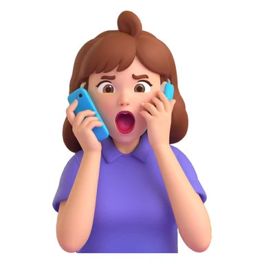 upset girl screaming at her phone, mouth wide open, frustration visible sticker