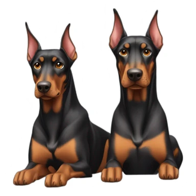 Two dobermans one without cropped ears sticker