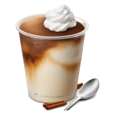 Iced coffee with cinnamon powder on whipped cream sticker