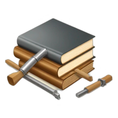 isometric thick BOOK with picture of wood, metal rods, welder, tools sticker