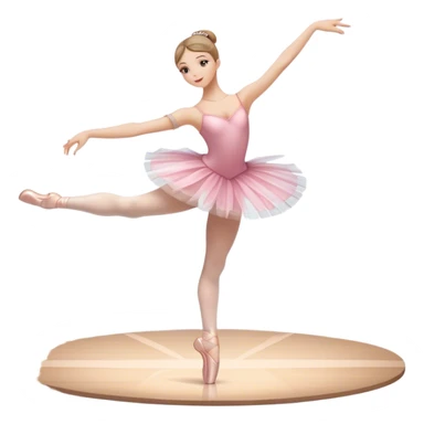 Icon for Ballet: a graceful ballerina on theatre stage in a tutu, poised in an elegant dance position, with a ballet barre and soft stage lighting. The icon should represent the art of ballet, with focus on fluid movement and classical performance. Transparent background. sticker