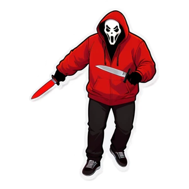 Ghostface driving a red Lamborghini holding a knife  sticker
