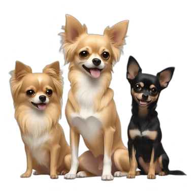 Long hair sand chihuahua playing with two men sticker