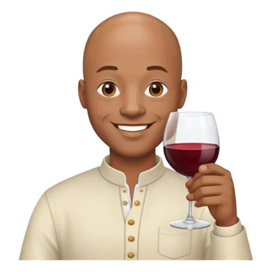 smiling bald African American man with wine glass sticker