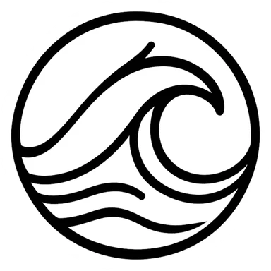 Transform the image into an Arab style brand logo using only black color. Incorporate an abstract wave or water motif. The design should be minimal, elegant, and contain no text. sticker