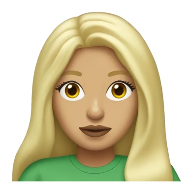 lady gaga in a brat green tshirt and long blond hair sticker