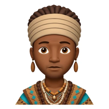 A 3D cartoon African man from the 1800s wearing traditional tribal clothing, calm expression, natural background, Memoji-style realism. sticker