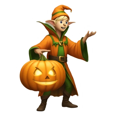 pumkin elf male casting a spell sticker