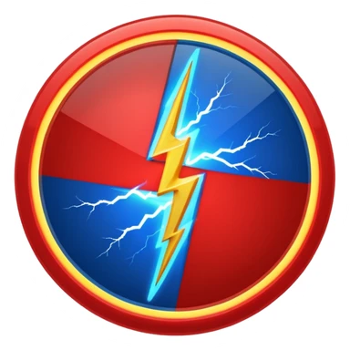 Red and blue lightening in a circle shape with effects sticker