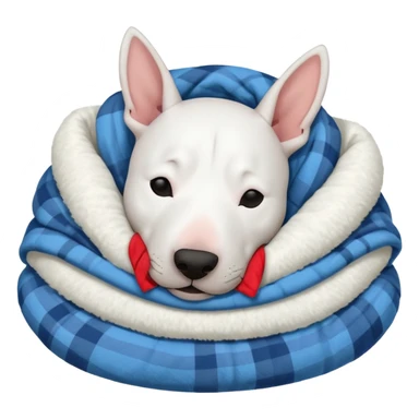 bull terrier sleeping cozy with blanket black head and ears sticker